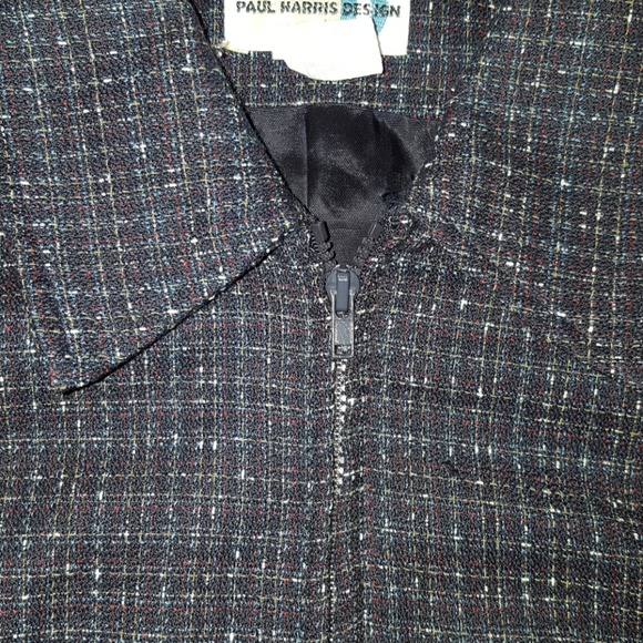 5/$25 Paul Harris Design Navy plaid Zipped Vest - Picture 3 of 5